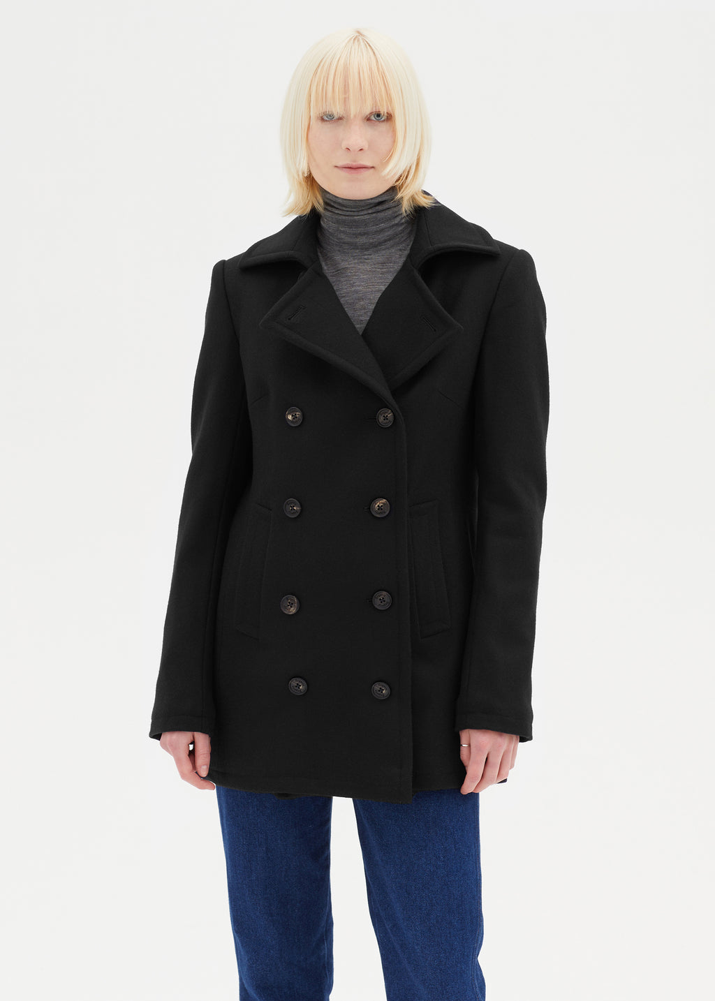 BLACK PEA COAT Hegarty