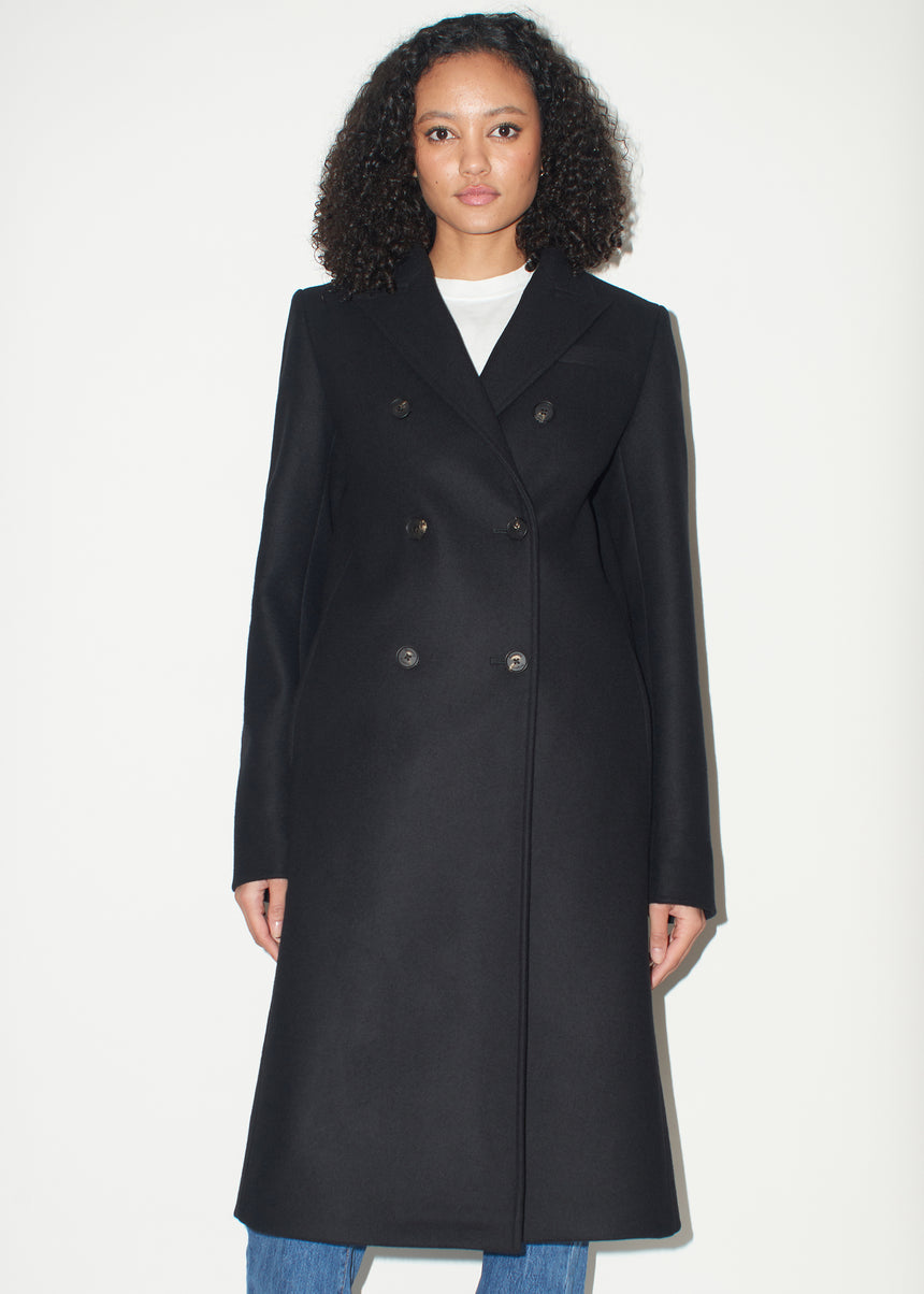 DOUBLE BREASTED CASHMERE & WOOL OVERCOAT